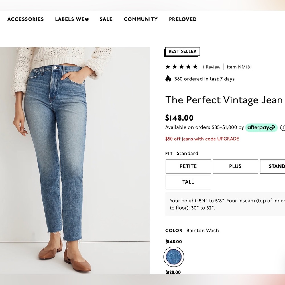 Madewell Perfect Vintage Jeans Size 26